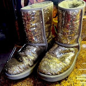 UGG Sequin Winter Boots - Gold and Silver